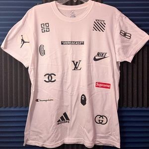 Hypebeast Designer Logo custom T-shirt Mens M 100% cotton